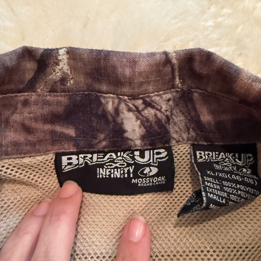 Mossy oak break up infinity camouflage camo hunting button ventilated shirt XL - Picture 2 of 3